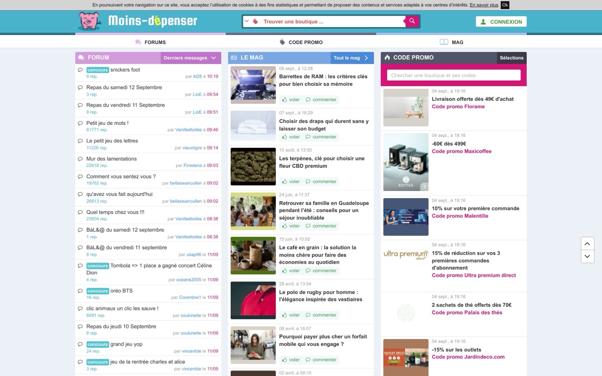 Capture d'écran du site Moins Dépenser