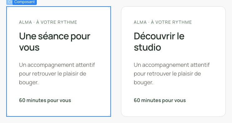 La première carte utilise une variante, la seconde garde le contenu par défaut.