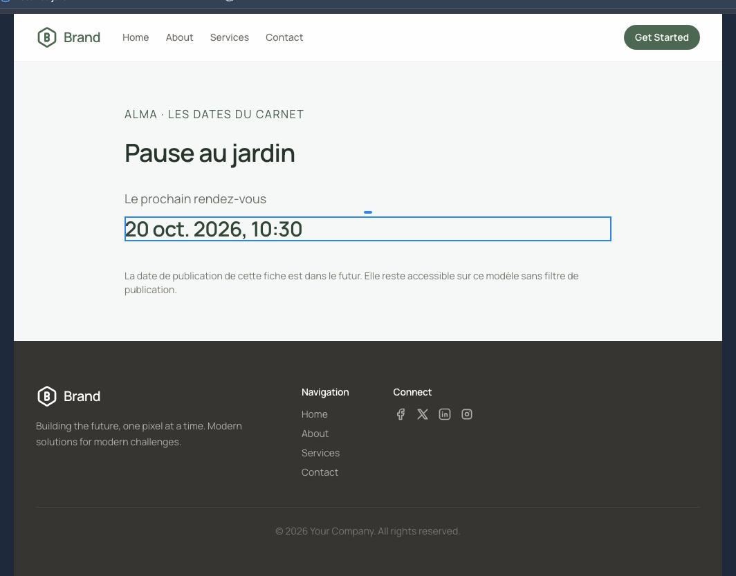 L’aperçu reprend la date transformée.
