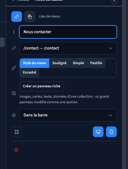 Le libellé et la destination sont distincts.