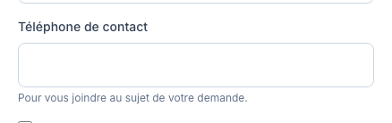 Le champ téléphone est demandé à l’inscription.