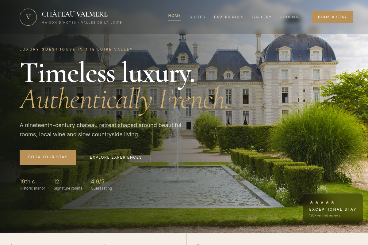 Château Valmere premium redesign, captured from the real Communik staging site