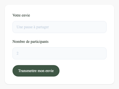 Le formulaire après la confirmation de l’envoi.