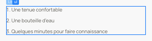 Les mêmes éléments sont numérotés sans réécrire leur contenu.