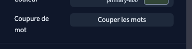 Le réglage Coupure de mot agit sur les mots trop longs.