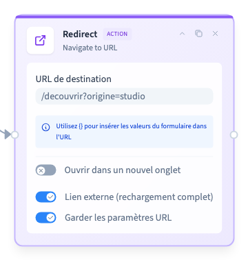 La destination et la conservation des paramètres configurées dans le panneau.
