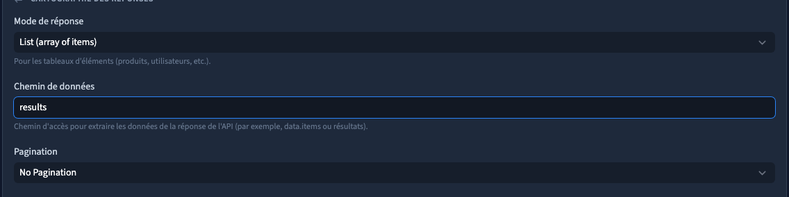 results repère la liste retournée par cette requête.