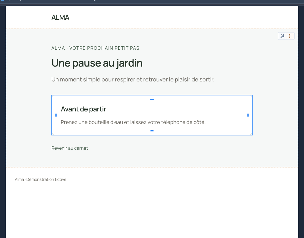 Le conseil est visible lorsque le champ contient du texte.