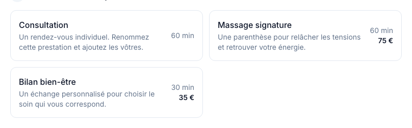 Les soins proposés au client