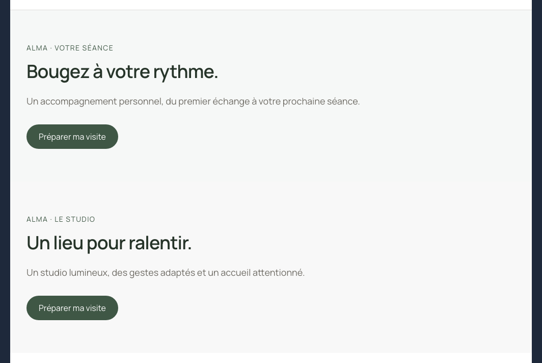 Une seule section Le studio reste sur la page.
