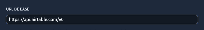 Une URL de base pour la connexion Airtable.