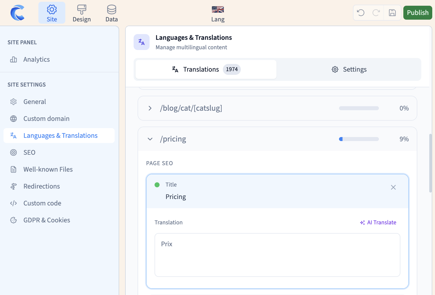 Multi language screenshot