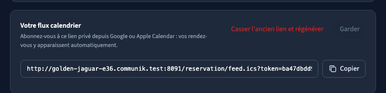 La confirmation annonce que l’ancien lien cessera de fonctionner