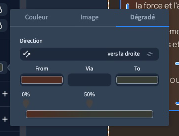 Le sous-éditeur de dégradé : direction et points de couleur