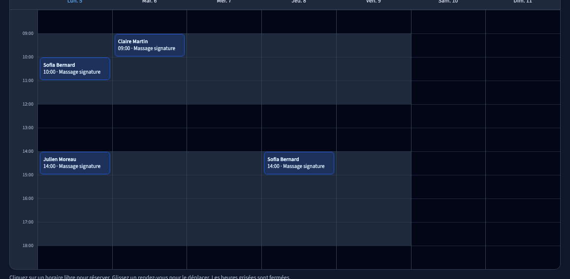Les rendez-vous dans l’agenda