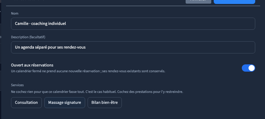 La prestation admise par ce calendrier