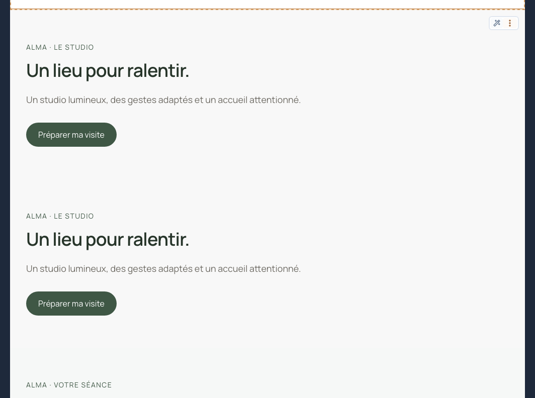 La section est réutilisée sur la page.