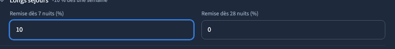 La remise hebdomadaire commence à sept nuits.