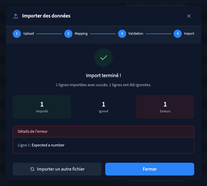 Relire le résultat et retrouver la fiche ajoutée.