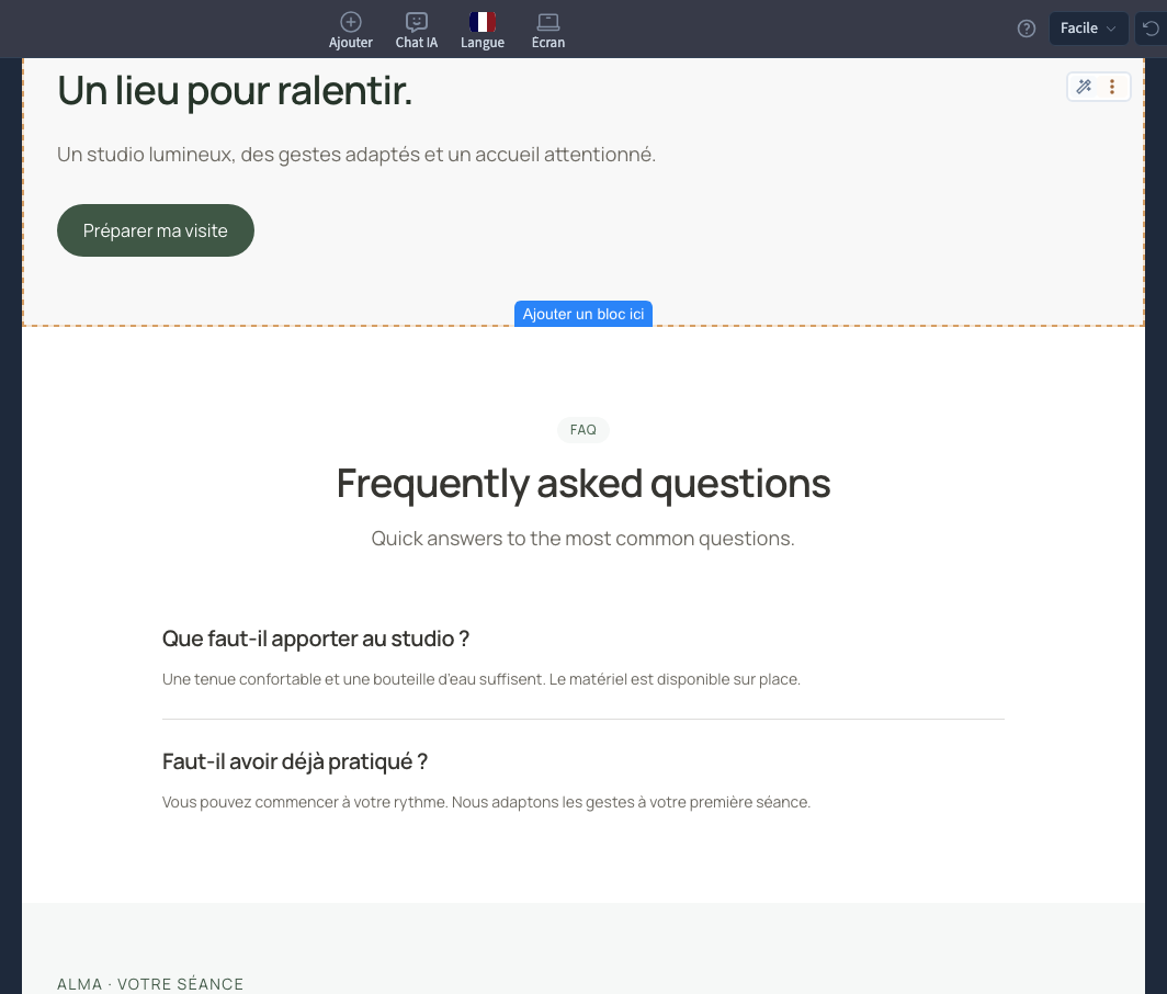 La section affiche les questions et les réponses de la collection.