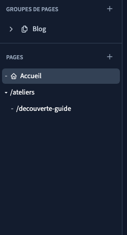 Le dossier regroupe la page dont le chemin est imbriqué