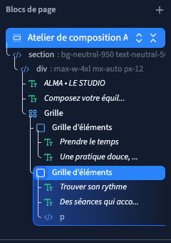 Le nouvel élément est un enfant de la carte sélectionnée.