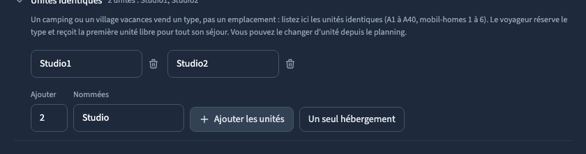 Deux unités partagent les mêmes caractéristiques et leur disponibilité reste distincte.