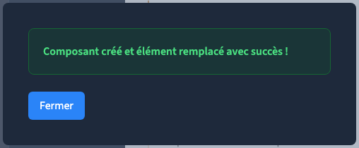 Le modèle est créé et l’élément devient une instance.