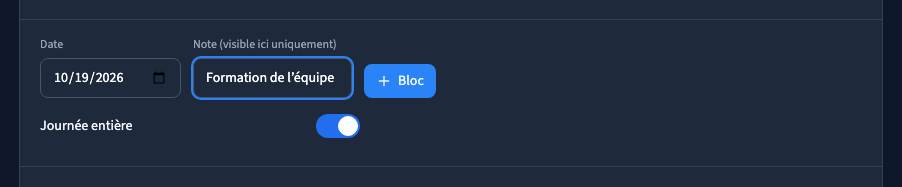 Une fermeture avec une note interne