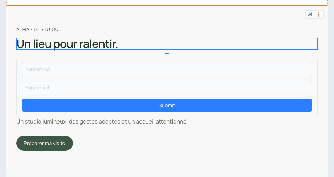 Le formulaire inséré après le titre de la section.