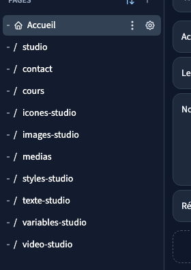 Studio précède Contact ; les pages restent au même niveau.