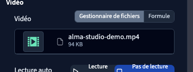 Le fichier sélectionné est visible dans le panneau.