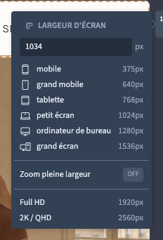 Le champ de largeur en pixels.