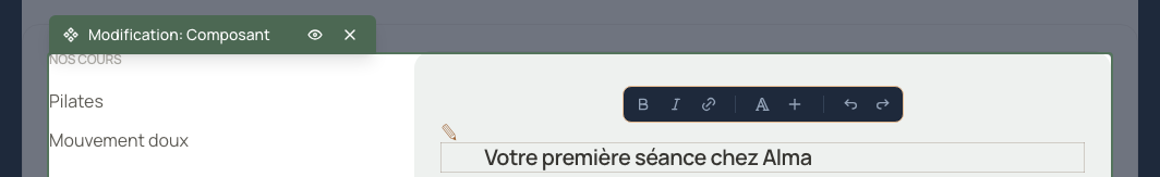 Le titre est modifié avec l’interface nocode.