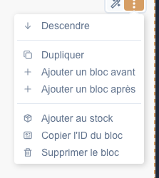 Les actions portent sur la section entière.