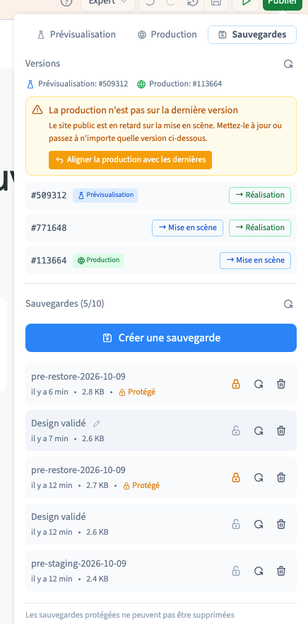Les deux cibles peuvent utiliser des versions différentes.