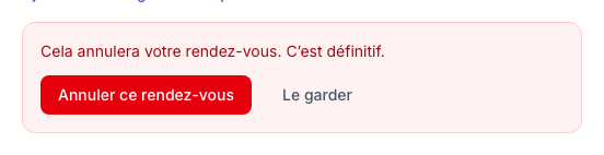La confirmation avant annulation