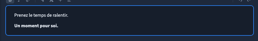 Le contenu riche conserve les paragraphes et le passage en gras.