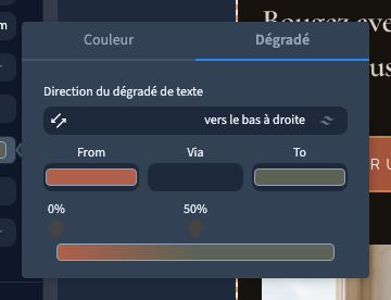 Couleurs et positions construisent le dégradé
