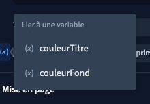 Seules les propriétés compatibles sont proposées.