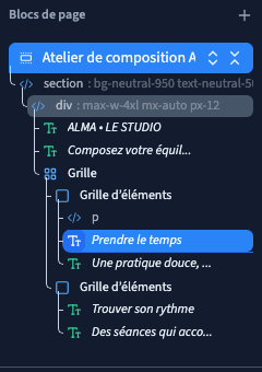 Le paragraphe ajouté apparaît avant le titre dans les calques.