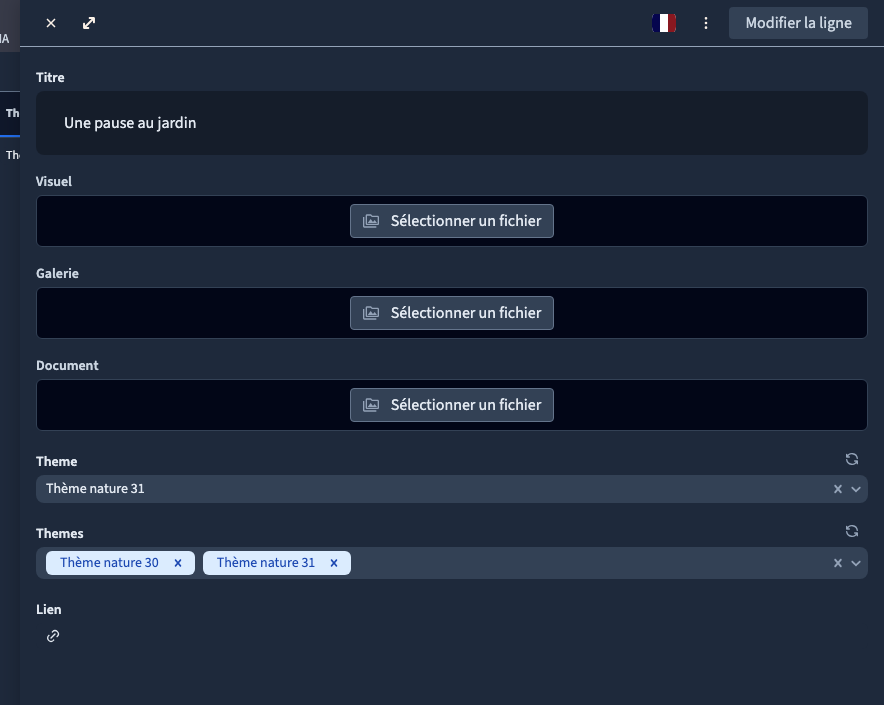 Les relations sont enregistrées avec la fiche.