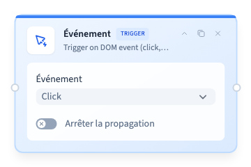 Une carte de déclencheur décrit le geste attendu.