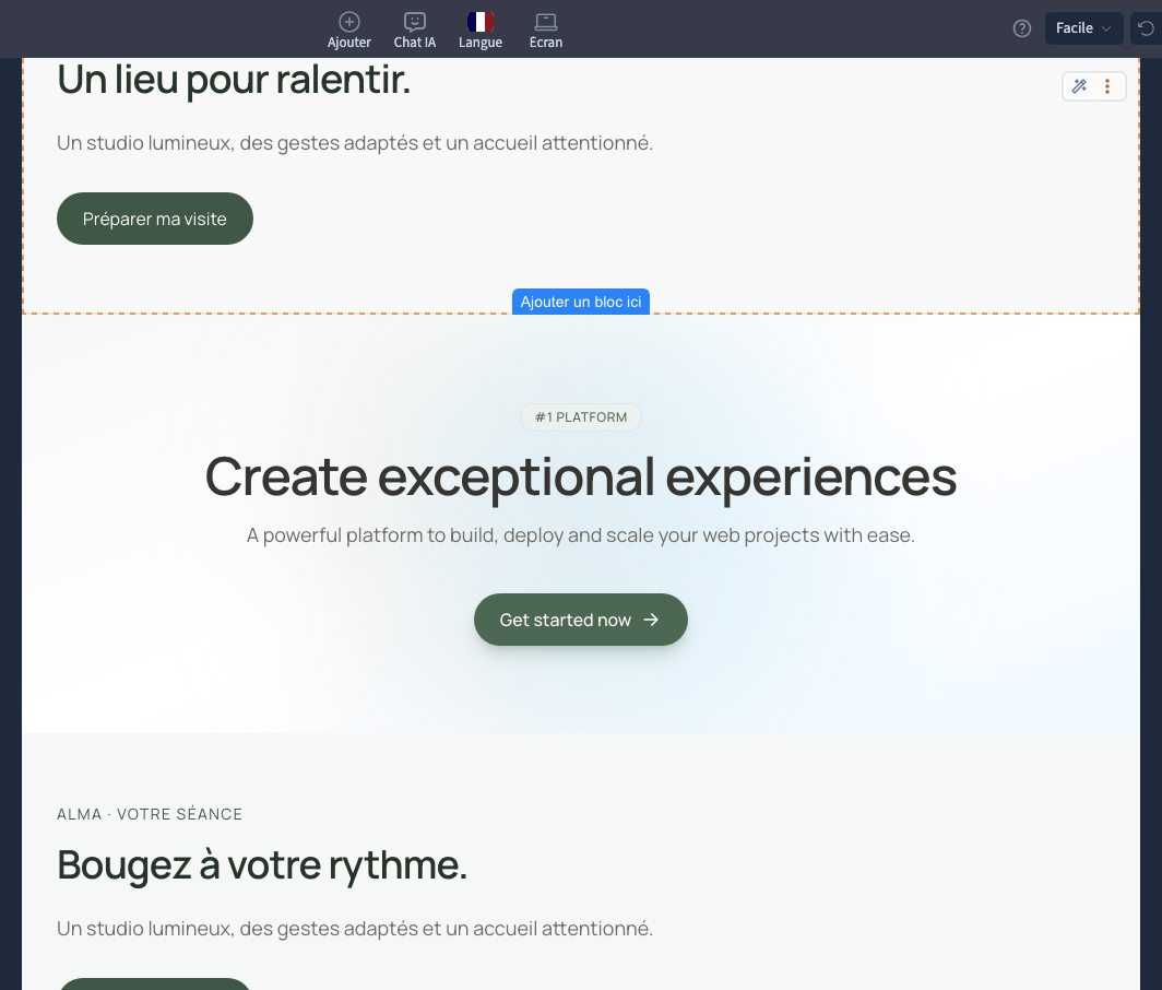 Après annulation, la nouvelle introduction est ajoutée entre les deux sections.