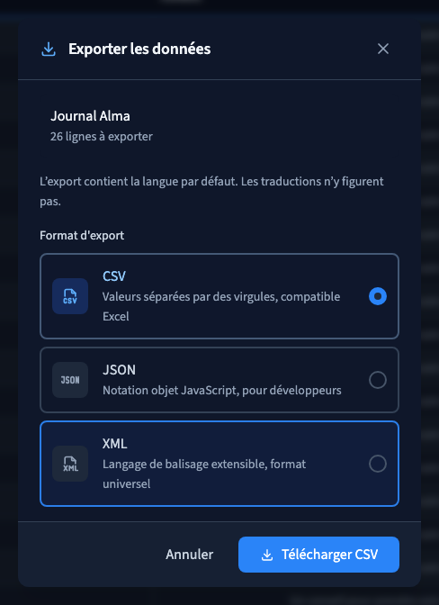 Sans recherche, les 26 fiches sont retenues.