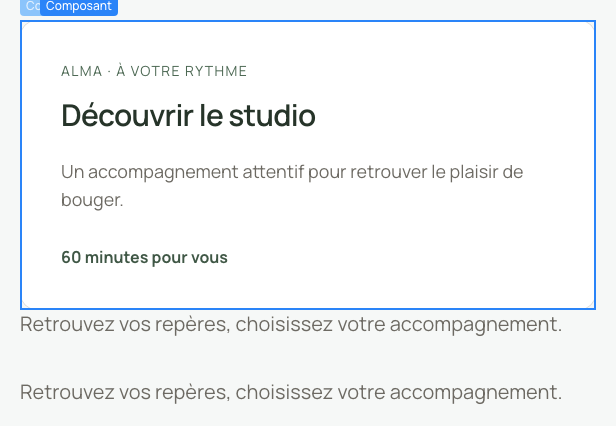 Le même contenu est réutilisé sur une seconde page.