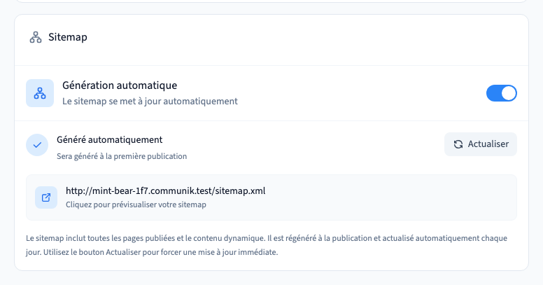 Zone utile du réglage.