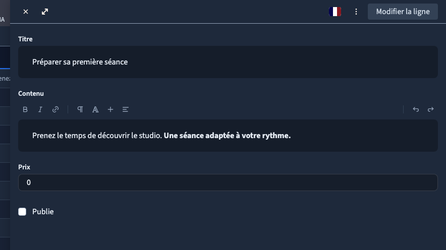 La fiche enregistrée passe en édition, sans création d’un doublon.