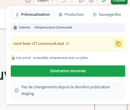 La préparation est terminée : le lien permet de vérifier cette version.