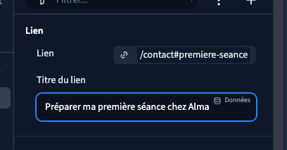 Une indication courte complète le libellé du lien.